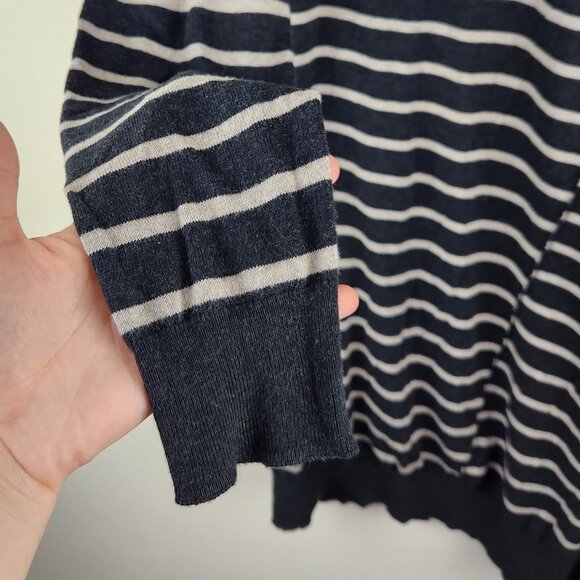 AllSaints Ridce Asymmetric Striped Cold Shoulder Long Sleeve Dress sz S - Picture 9 of 11